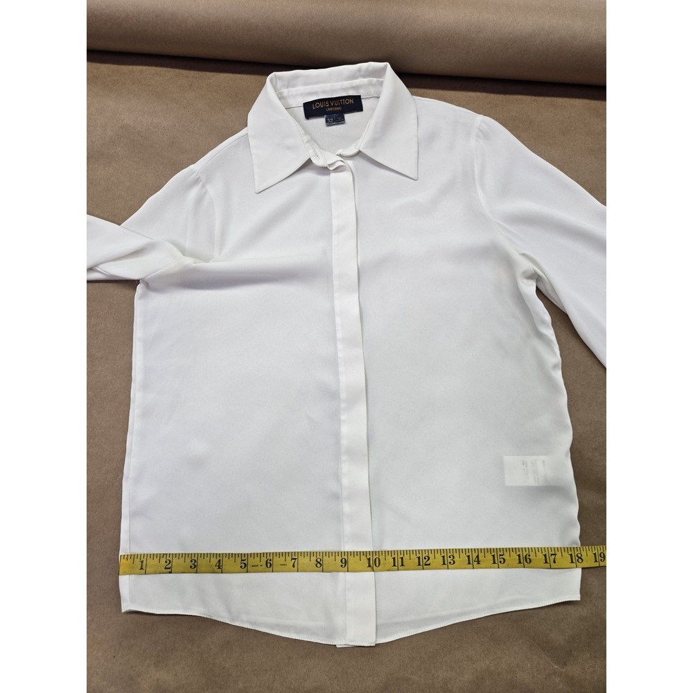 Louis Vuitton Uniform Women's Pleated L/S Button Down Blouse Ivory Size 32 - Picture 10 of 16